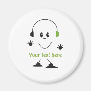 Íman Texto de Música Personalizado Personagem de Fones