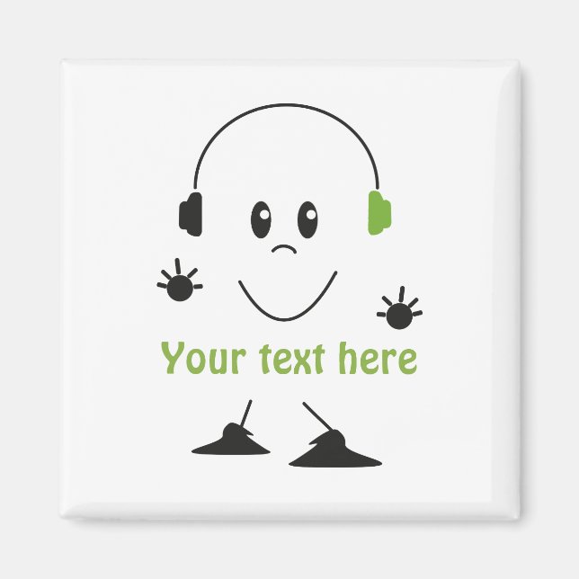 Íman Texto de Música Personalizado Personagem de Fones  (Frente)