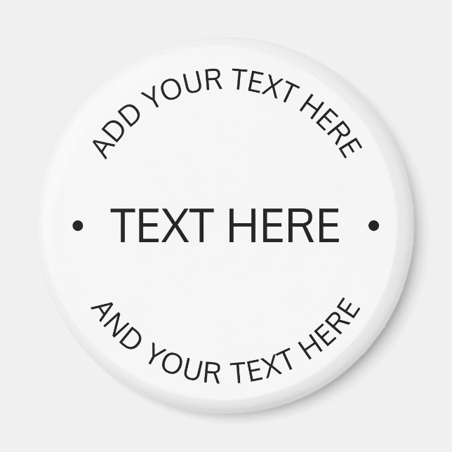 Íman Texto Editável Simples Moderno | Branco e Preto (Frente)