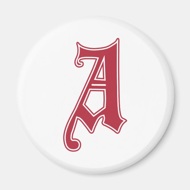 Íman Texto em inglês Gótica Monograma - letra A (Frente)