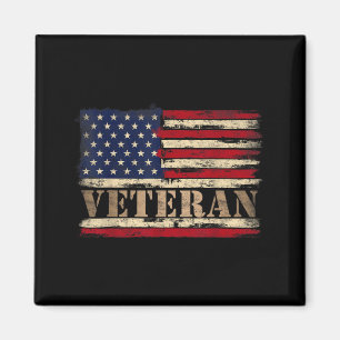 Íman Texto em negrito Retro Veterano Bandeira dos EUA D
