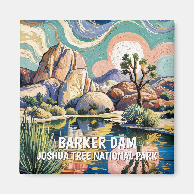 Íman Texto Personalizado Barker Dam Joshua Tree Van Gog (Frente)
