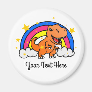 Íman Texto Personalizado Bonito Dinossauro Laranja Arco
