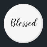 Íman Texto personalizado branco-preto abençoado, bonito<br><div class="desc">Bênçãos de íman personalizado preto e branco que caligrafia íman fofo. Elegante,  design moderna. Texto personalizável.</div>