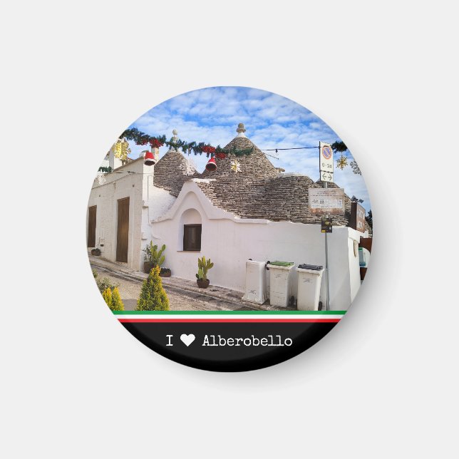 Íman Texto personalizado, casas trulli em Alberobello (Frente)