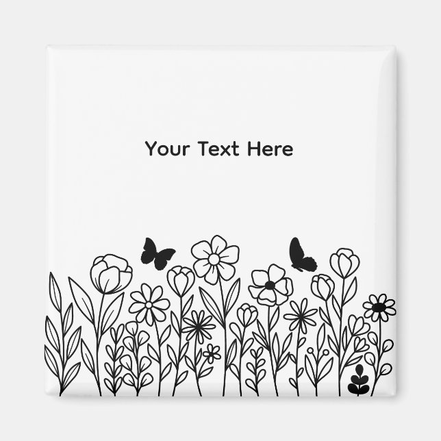 Íman Texto Personalizado com Flores (Frente)