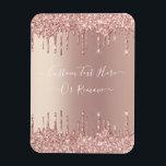 Íman Texto Personalizado das Unidades de Miniatura da L<br><div class="desc">Rosa Dourado Blush Glitter Sparkle Drips Texto rosa Cor-de-rosa Personalizado Moderno - Adicionar seu Texto Único ou Remover Texto - Fazer seu Presente Especial - Redimensionar e mover ou remover e adicionar texto / elementos com ferramenta de personalização. Design por MIGNED. Por favor, veja meus outros projetos. Você também pode...</div>