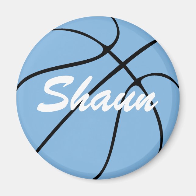 Íman Texto Personalizado de Basquete Azul-Carolina (Frente)