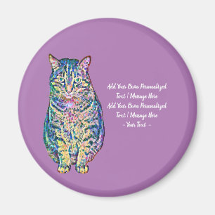 Íman Texto Personalizado de Cat Colorido