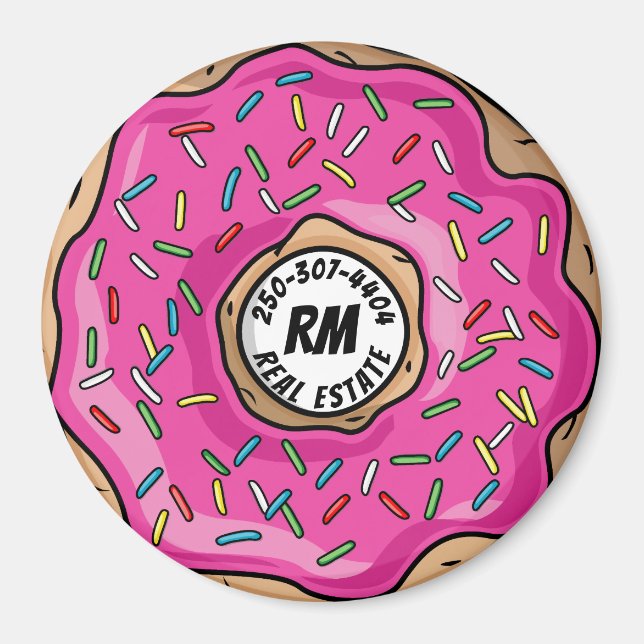 Íman Texto Personalizado de Rosquinha Sprinkled Cintila (Frente)