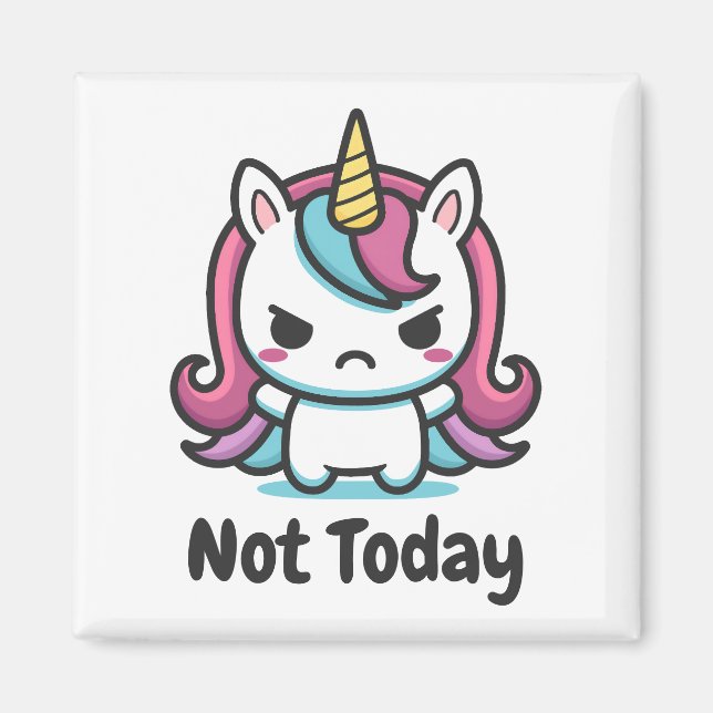 Íman Texto Personalizado do Kawaii Unicorn (Frente)