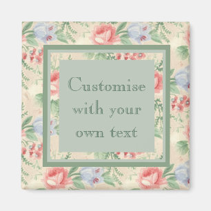 Íman Texto Personalizado do Padrão de Flor Rosa Rosa Ro