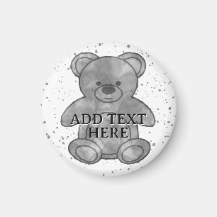 Íman Texto Personalizado do Urso de Teddy Bonito Preto 