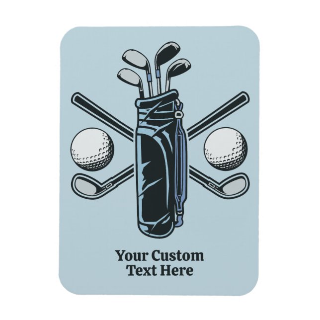 Íman Texto Personalizado e Golfe de Cor (Vertical)