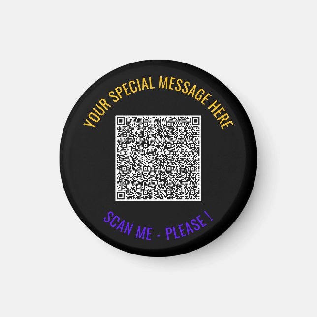 Íman Texto personalizado e ímã de cores com código QR c (Frente)