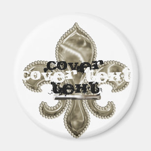 Íman Texto Personalizado Fleur de Lis Round Magnet Dour