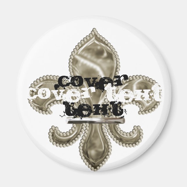 Íman Texto Personalizado Fleur de Lis Round Magnet Dour (Frente)