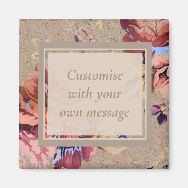 Íman Texto Personalizado Floral Russo Vintage (Frente)