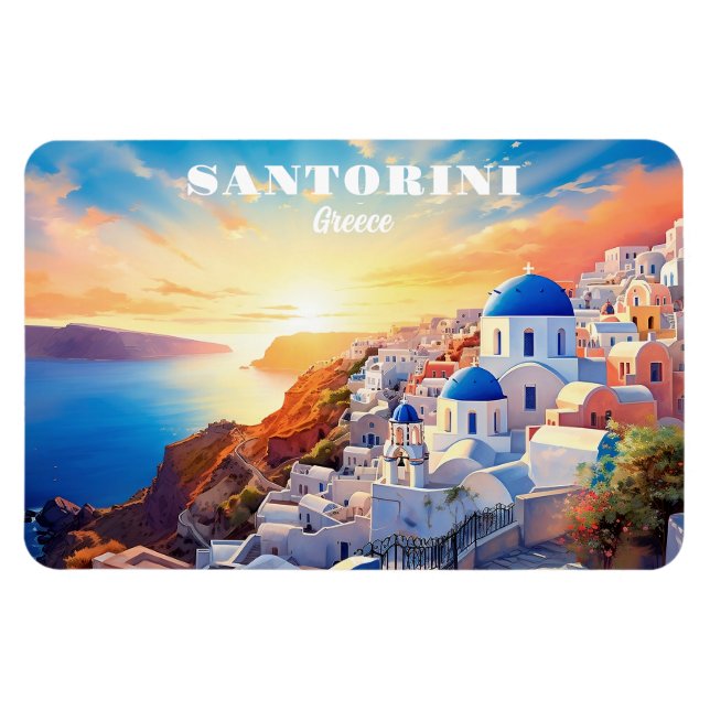 Íman Texto personalizado Grécia Santorini Sunset (Horizontal)