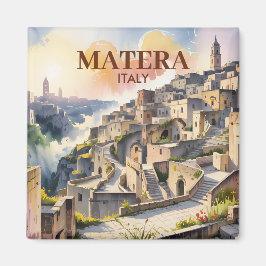Íman Texto Personalizado Matera Itália Viagem Sassi di