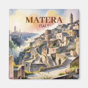 Íman Texto Personalizado Matera Itália Viagem Sassi di