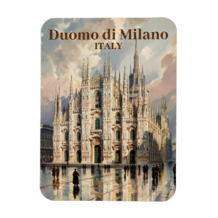 Íman Texto Personalizado Milão Itália Duomo Aquarela Vi