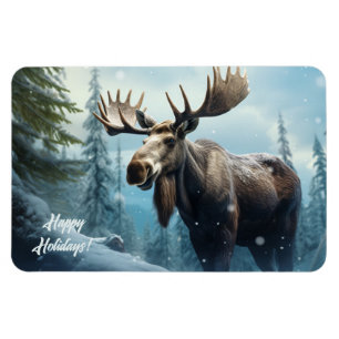 Íman Texto personalizado Moose de inverno