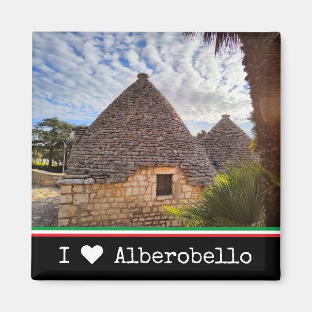 Íman Texto personalizado, moradias trulli em Alberobell (Frente)