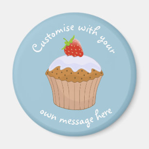 Íman Texto Personalizado Morango Bun Fofo