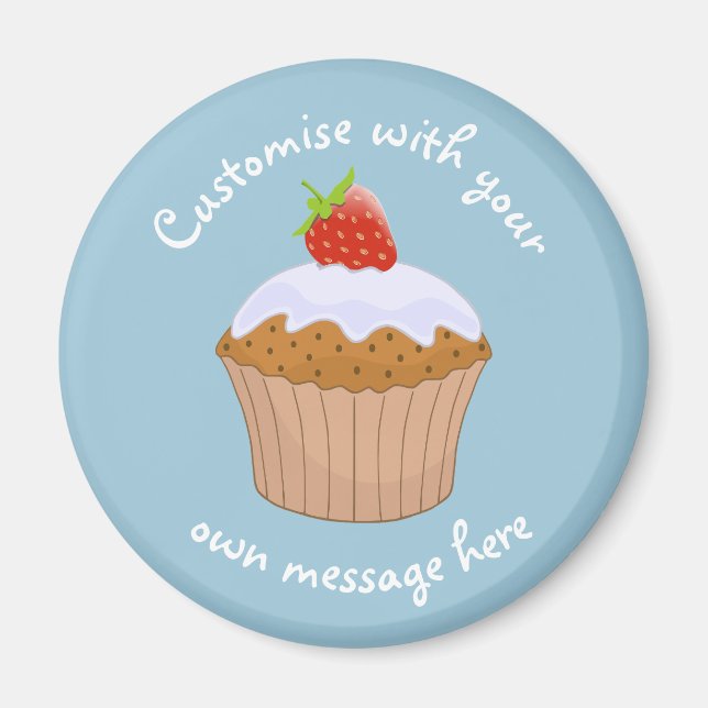 Íman Texto Personalizado Morango Bun Fofo (Frente)