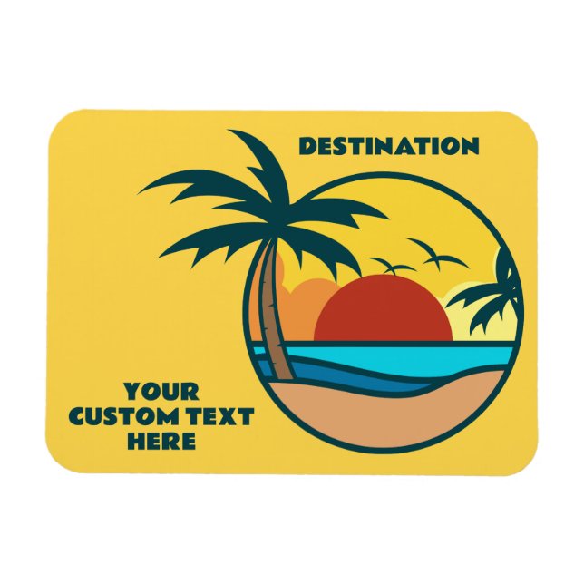 Íman Texto personalizado — Sunset de praia tropical (Horizontal)