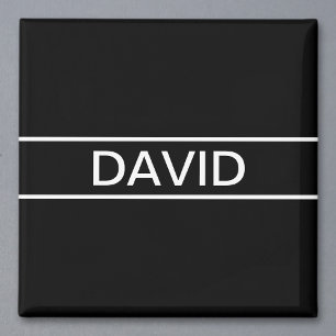 Íman Texto Personalizável Preto e Branco Moderno e Ou