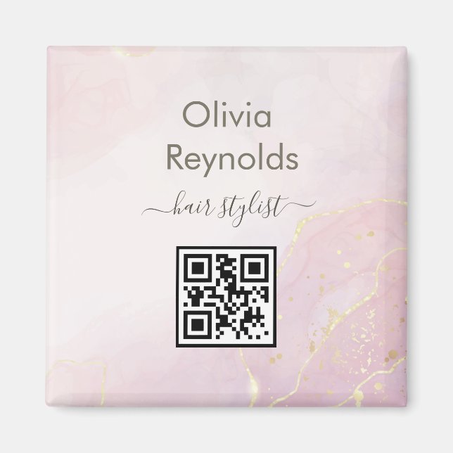 Íman Textura Mínima Moderna de Mármore rosa Dourada (Frente)