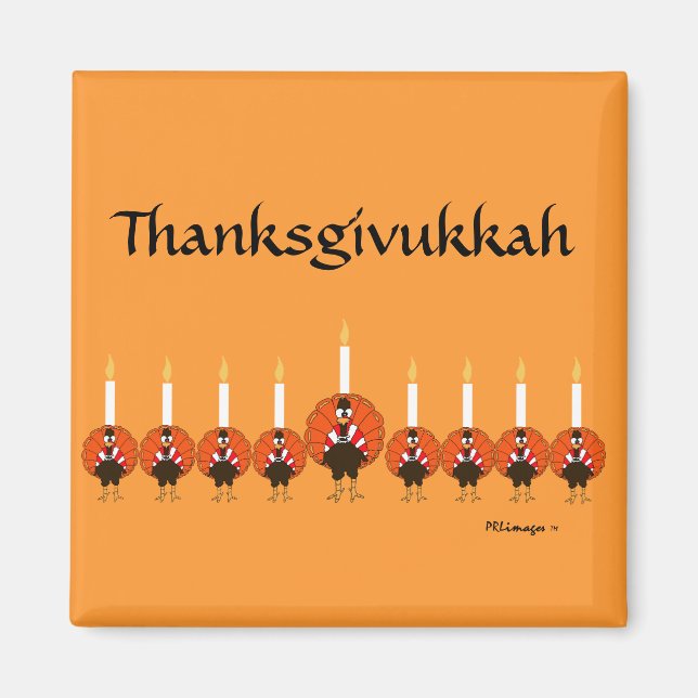 Íman Thanksdokah Turkey Menorah Magnet (Frente)