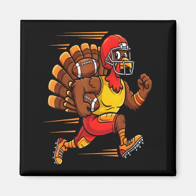Íman Thanksgiving Funny Turkey Playing Football Men Boy (Frente)