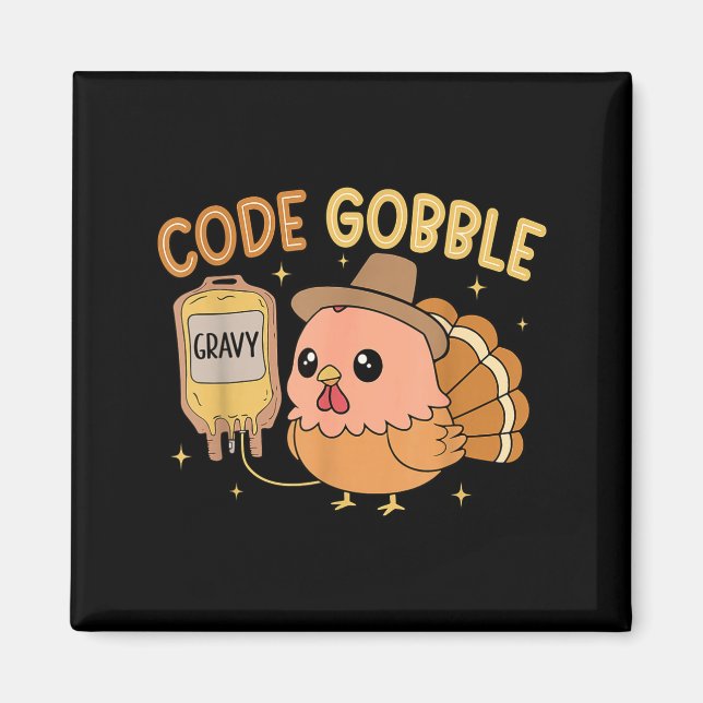 Íman Thanksgiving Nurse Code Gobble Funny Rn Cna Medica (Frente)