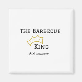 Íman The Barbecue king crownadd name text cooking best 