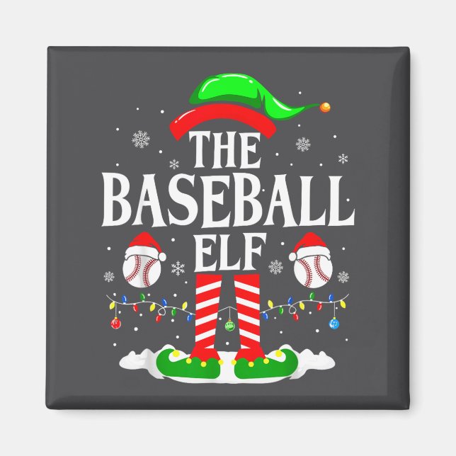 Íman The Baseball Elf Funny Christmas Srt Lovers Xmas E (Frente)