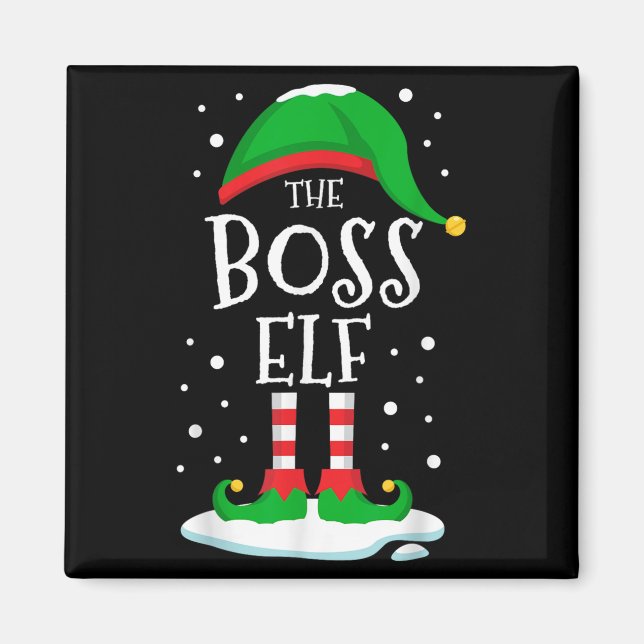 Íman The Boss Elf Christmas Family Matching Xmas Group  (Frente)
