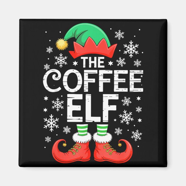 Íman The Coffee Elf Shirt Men Women Family Matching Chr (Frente)