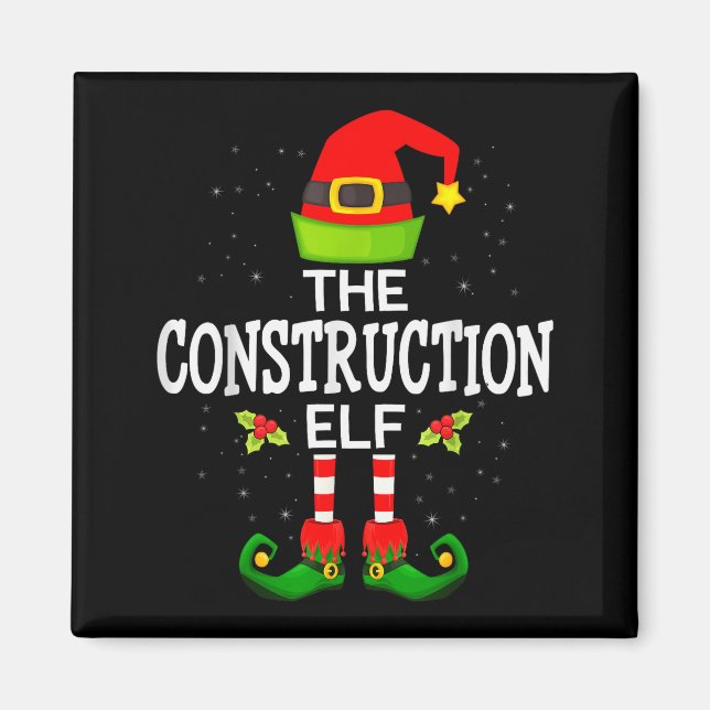 Íman The Construction Elf Christmas Family Matching Paj (Frente)