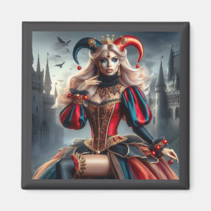 Íman "The Enigmatic Jester Queen - Magnet Art"