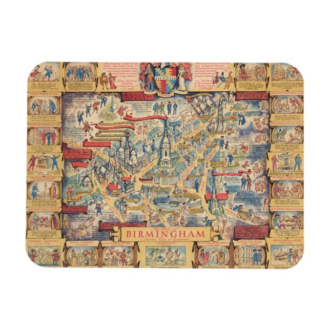 Íman The Heart of Birmingham, England Map (Horizontal)