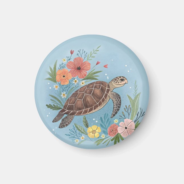 Íman The illustration of a sea turtle (Frente)