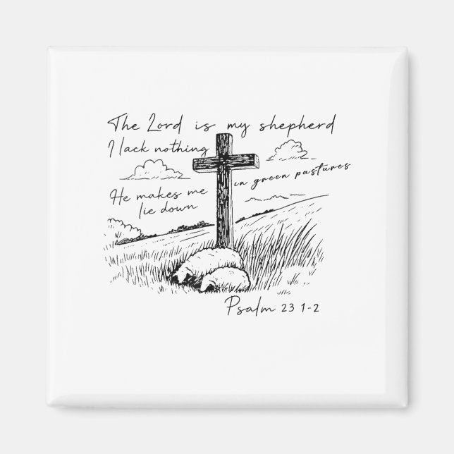 Íman The Lord Is My Shepherd Psalm 23 Cross Meadow  (Frente)