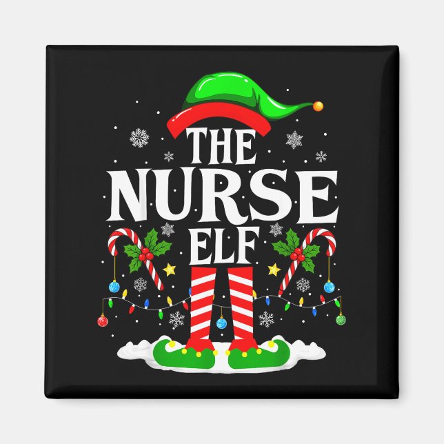 Íman The Nurse Elf Christmas Nursing Funny Rn Christmas (Frente)