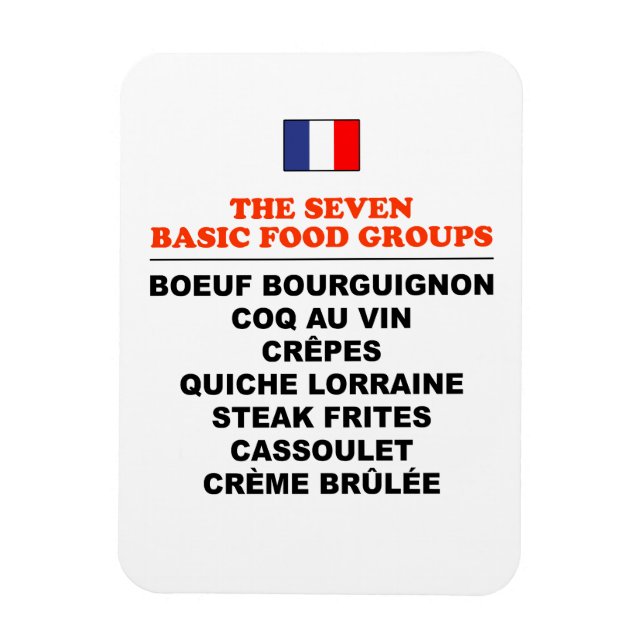 Íman The Seven Basic Food Groups Funny French (Vertical)