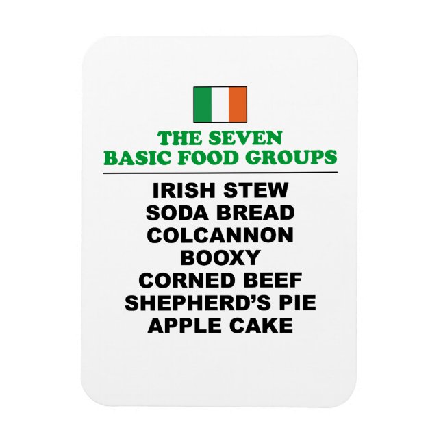 Íman The Seven Basic Food Groups Funny Irish (Vertical)
