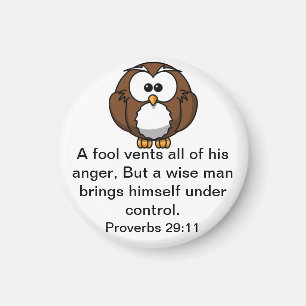 Íman The Wise Owl - Proverbs 29:11 Magnet
