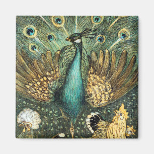 Íman Theo Van Hoytema Vintage Peacock Open Wings Peafow